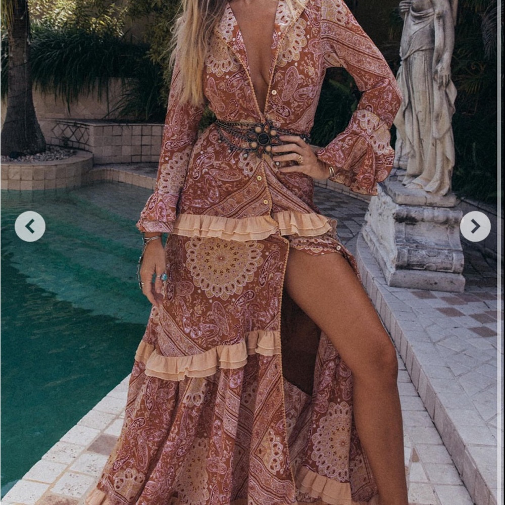 Chasing Unicorns Pink and Orange Ruffled Maxi Dress